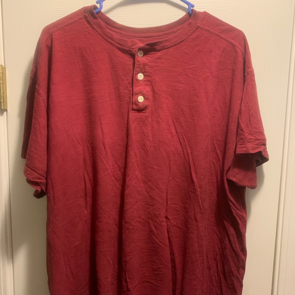 Hanes Retro Style Button Neck T Shirt XL